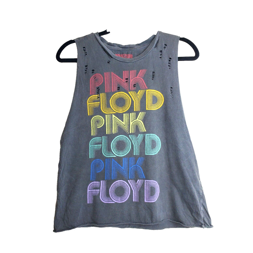Lucky Brand Womens Top XS Band Tee T-shirt Pink Floyd Distressed Graphic Gray